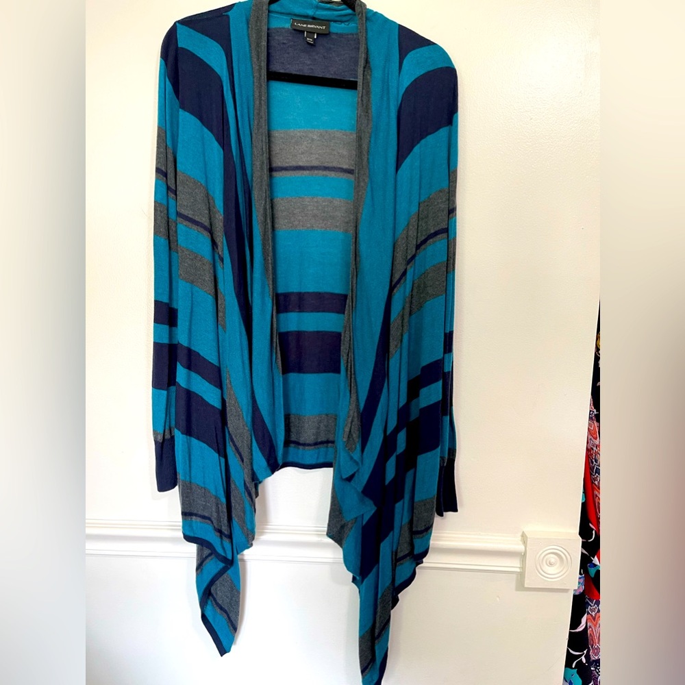 Women’s teal with black Duster-Cardigan
